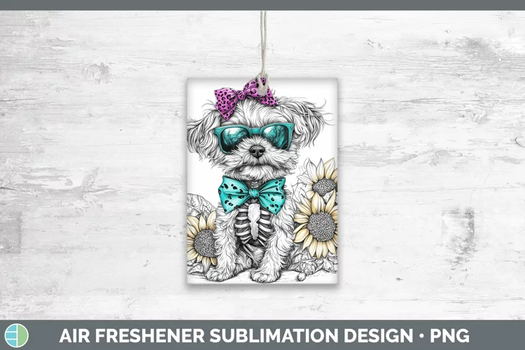 Skeleton Puppy Lhasa Apso Air Freshener Sublimation Car Fres