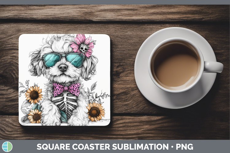 GorgeousSkeleton Puppy Square Coaster design.