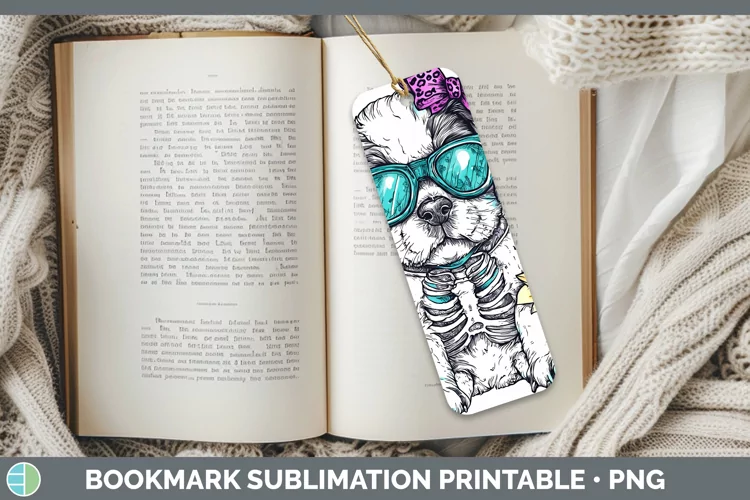 Skeleton Puppy Saint Bernard Bookmark Sublimation Printable