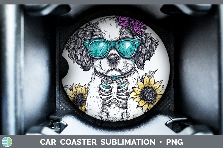 Skeleton Puppy Saint Bernard Car Coaster Sublimation Coaster