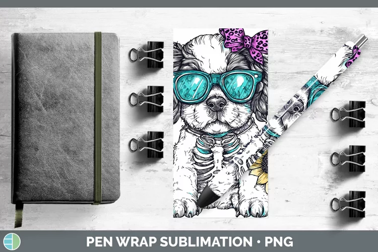 Skeleton Puppy Saint Bernard Pen Wrap Sublimation Epoxy Pen