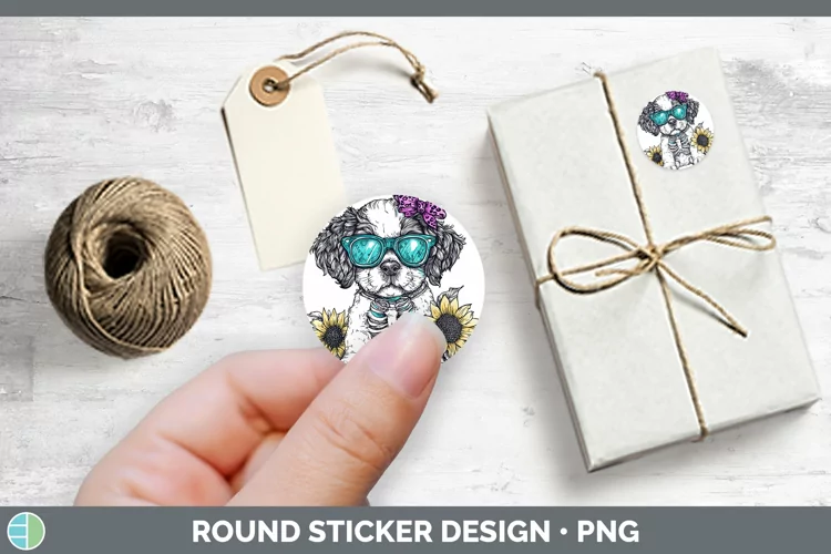 Skeleton Puppy Saint Bernard Stickers | Round Labels Designs