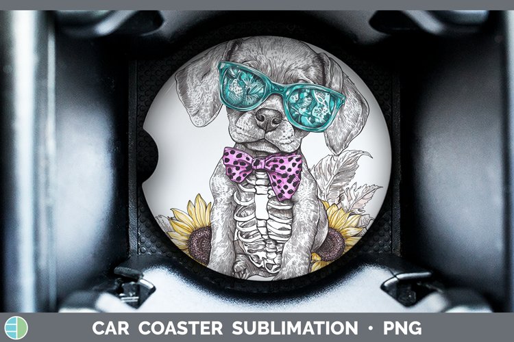 GorgeousSkeleton Puppy Car Coaster design.