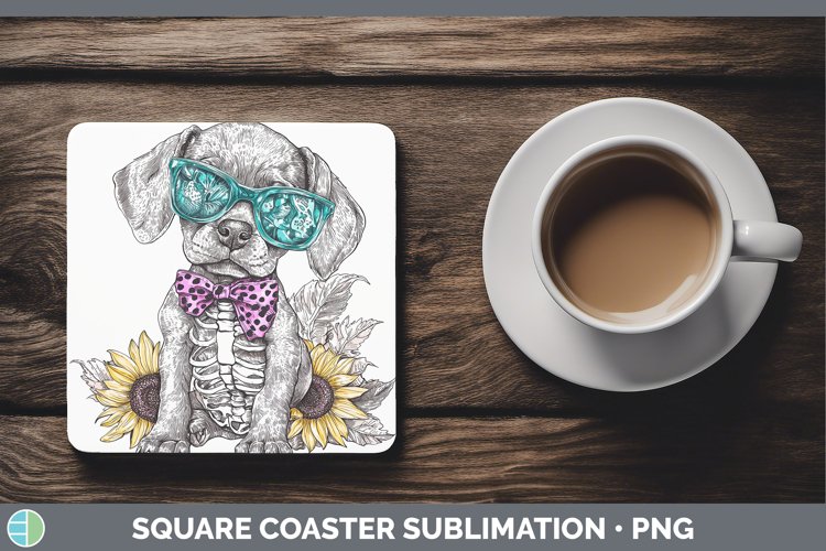 GorgeousSkeleton Puppy Square Coaster design.