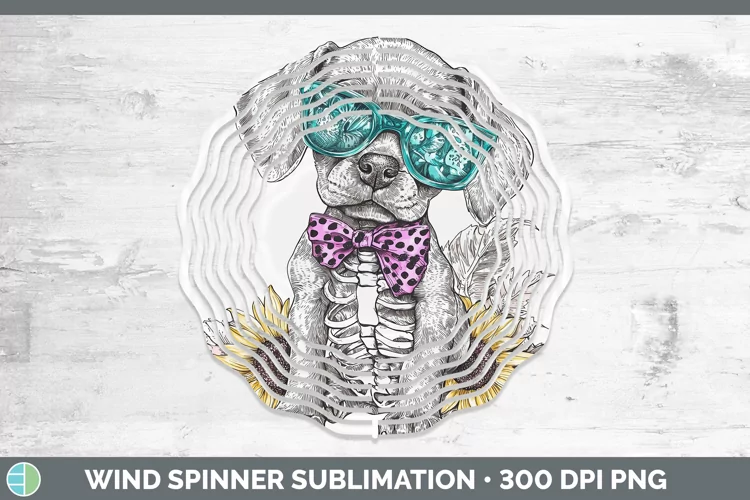 Skeleton Puppy Weimaraner Wind Spinner Sublimation Spinner D
