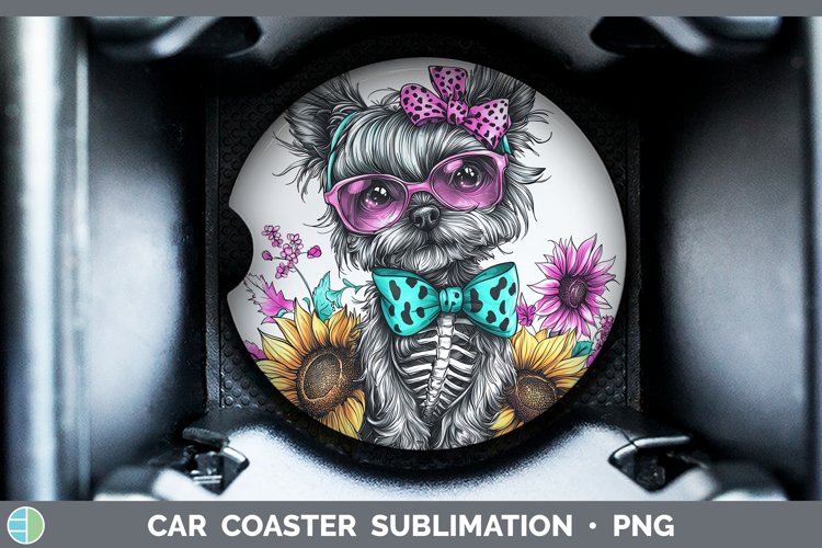 GorgeousSkeleton Puppy Car Coaster design.