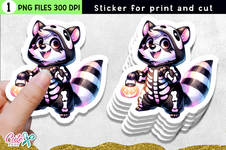 Skeleton Raccoon | Printable PNG for Crafting