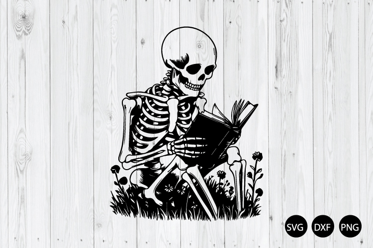 Skeleton Reading Book SVG, Book Lover SVG
