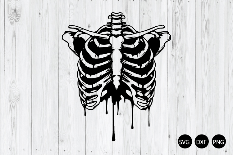Dripping Ribcage SVG, Skeleton Chest SVG, Halloween SVG