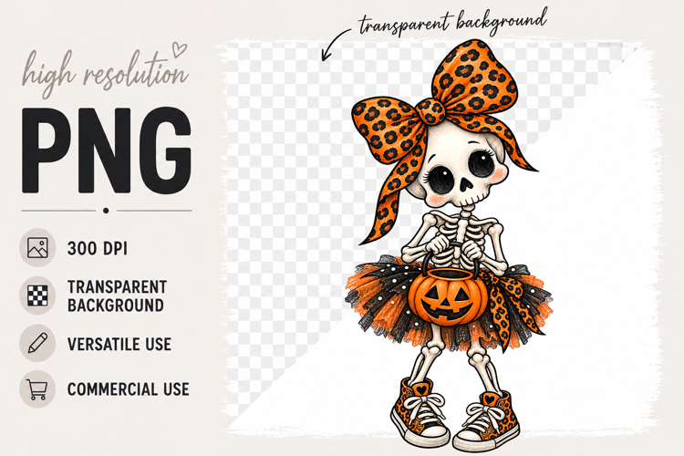 Girl Halloween png, Cute Halloween Skeleton clipart