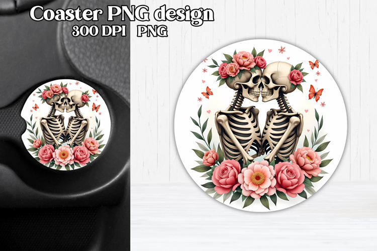 Skeleton mom car coaster sublimation | Round coaster PNG