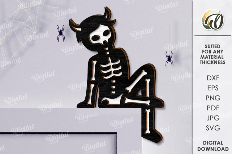 Halloween Skeleton Door Corner Lasercut. Halloween Decor SVG
