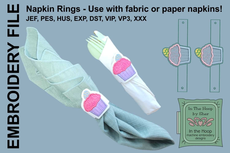 Cupcake Napkin Rings - Easter Embroidery