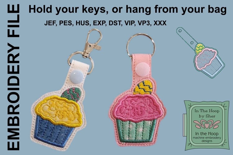 Easter Egg Cupcake Key Fob or Bag Tag - Snap Tab