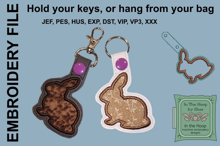 Chocolate Easter Bunny Key Fob or Bag Tag - Snap Tab