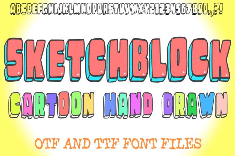 Sketchblocks 3D Cartoon Hand Drawn Lettering ABC Font Type