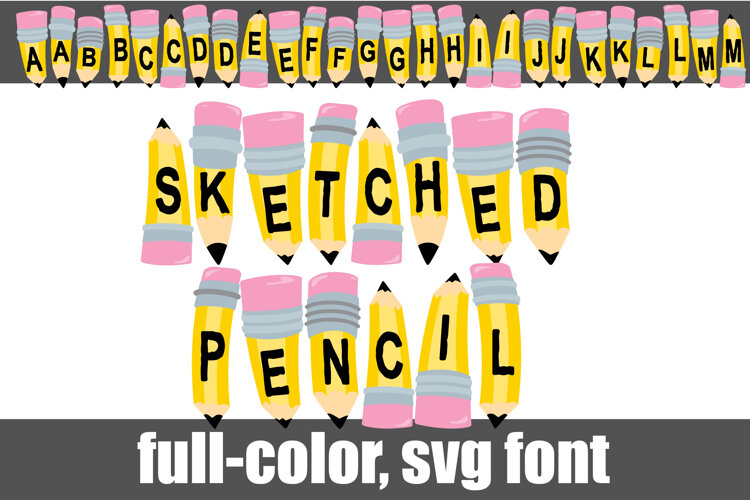 Sketched Pencil Yellow Color Font example image 1