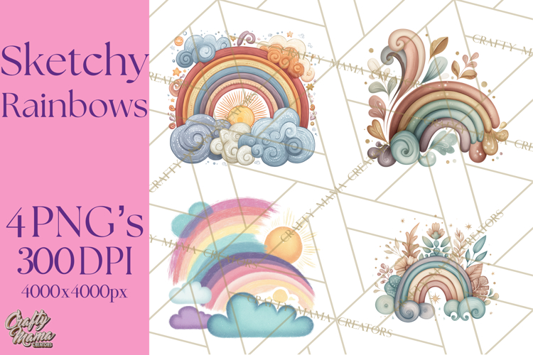 Sketchy Rainbow Doodle Clipart PNG, Whimsical Colorful Arch