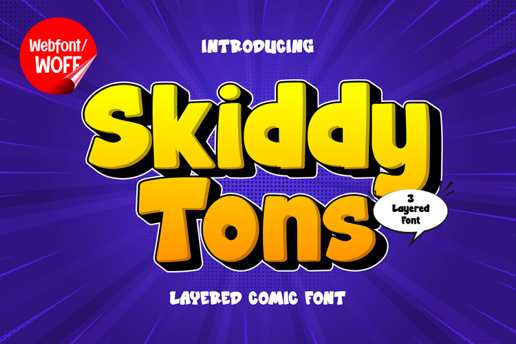 Skiddy Toons | 3D Layered Comic Webfont for Fun Websites