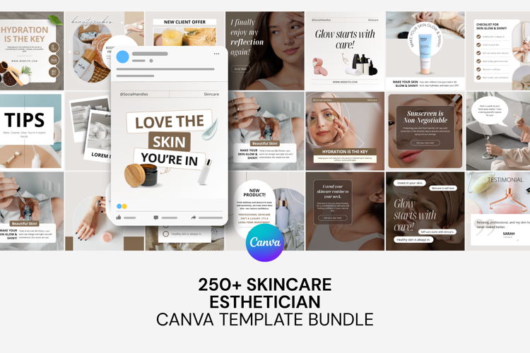 Esthetician Skincare Canva Social Media Template Bundle