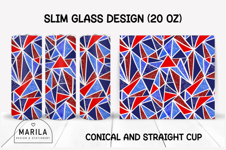 Patriotic Abstract Mosaic Skinny Tumbler Sublimation