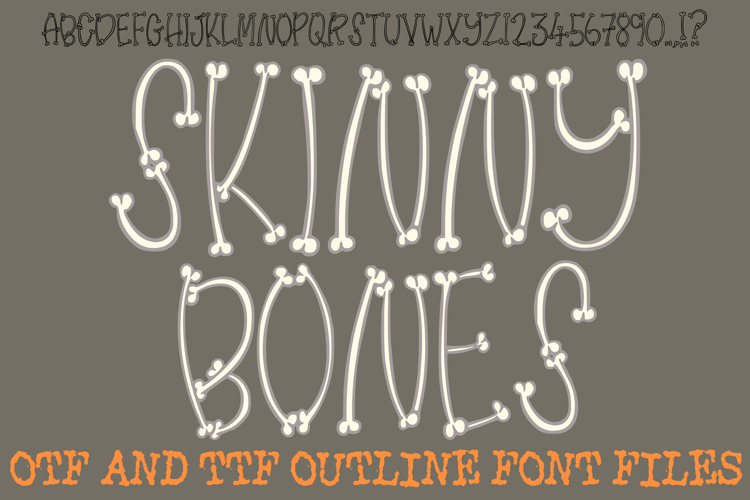 Skinny Bones Lettering Font Halloween Skeleton ABC OTF Type