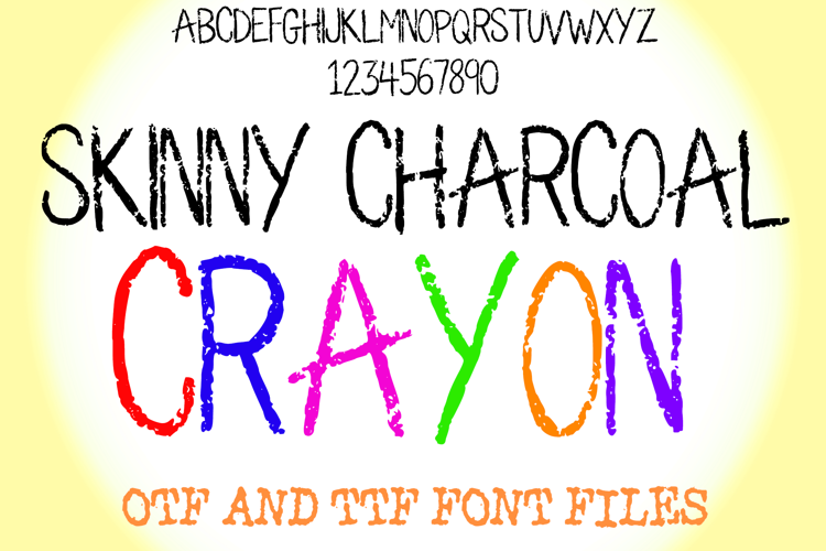 Skinny Charcoal Crayon Lettering ABC Text Font Alphabet OTF
