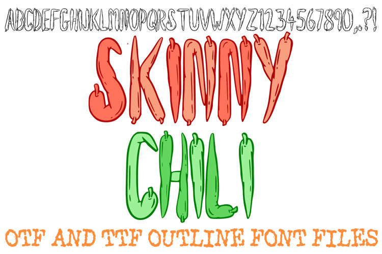 Skinny Chili ABC Font Typeface Vegetable Spice Alphabet SVG PNG Illustration by Squeeb Creative