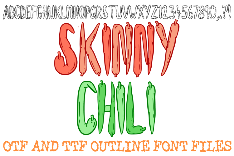 Skinny Chili ABC Font Typeface Vegetable Spice Alphabet SVG