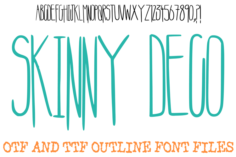 Skinny Deco Alphabet Font Lettering ABC Modern Art OTF TTF