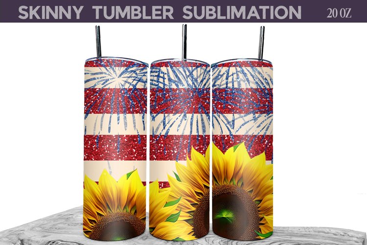 Patriotic Sunflower Tumbler | 4th of July Tumbler Wrap