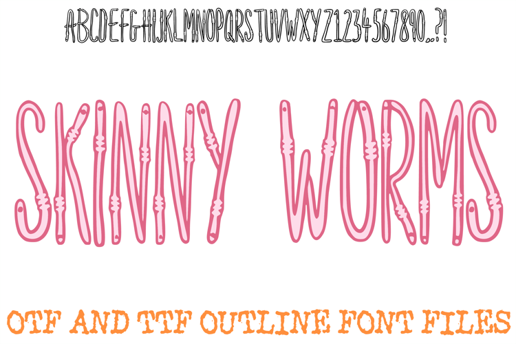 Skinny Worms Alphabet Lettering Font ABC OTF Cartoon Type