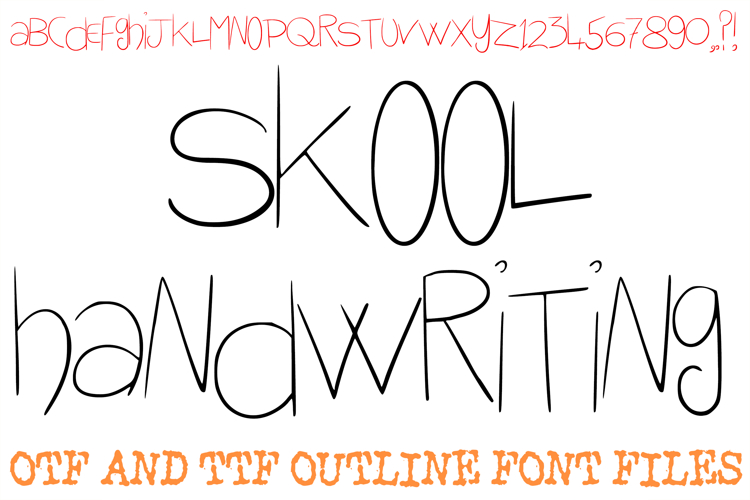 Skool Handwriting Font Written Childrens Lettering ABC OTF