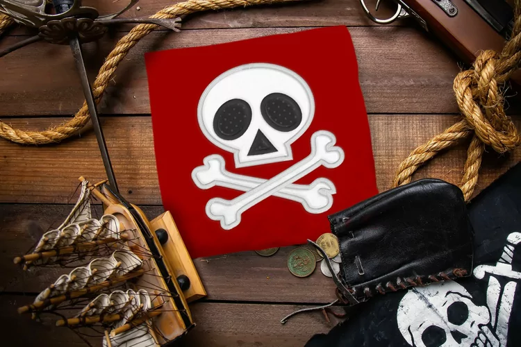 Skull Applique Embroidery Design