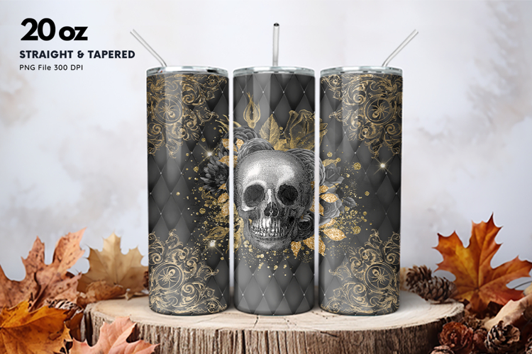 20oz Halloween Tumbler Ghost Skull Flower Sublimation
