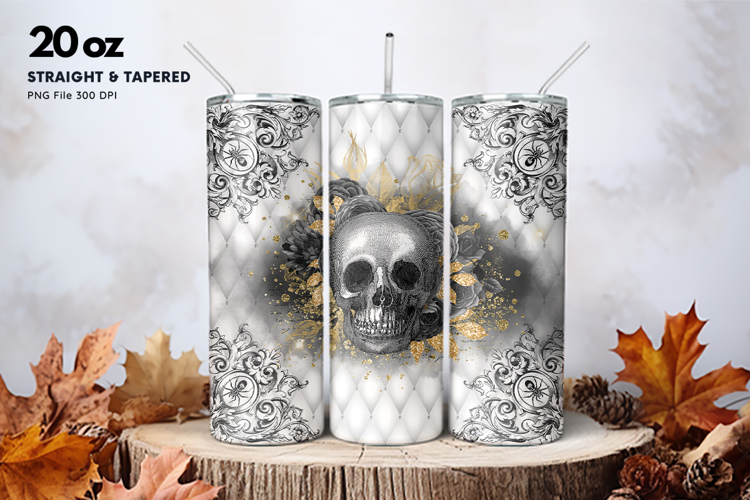 20oz Halloween Tumbler Ghost Skull Flower Sublimation