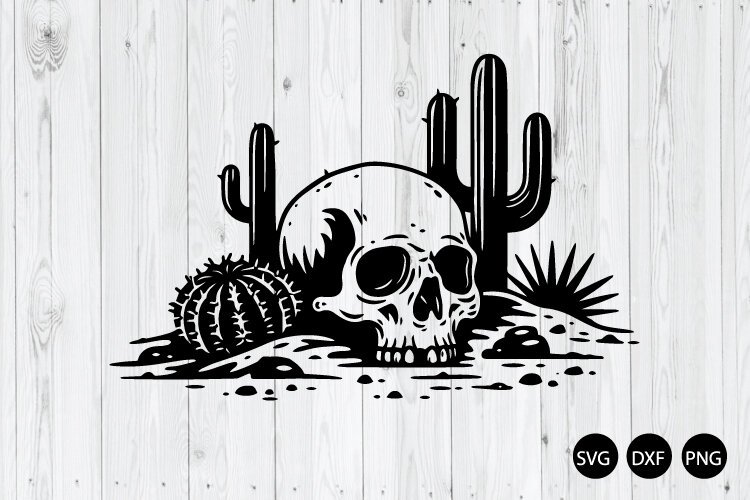 Desert Skull Cactus SVG, Western SVG, Boho Southwest SVG example image 1