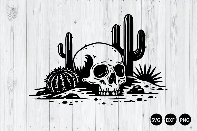 Desert Skull Cactus SVG, Western SVG, Boho Southwest SVG