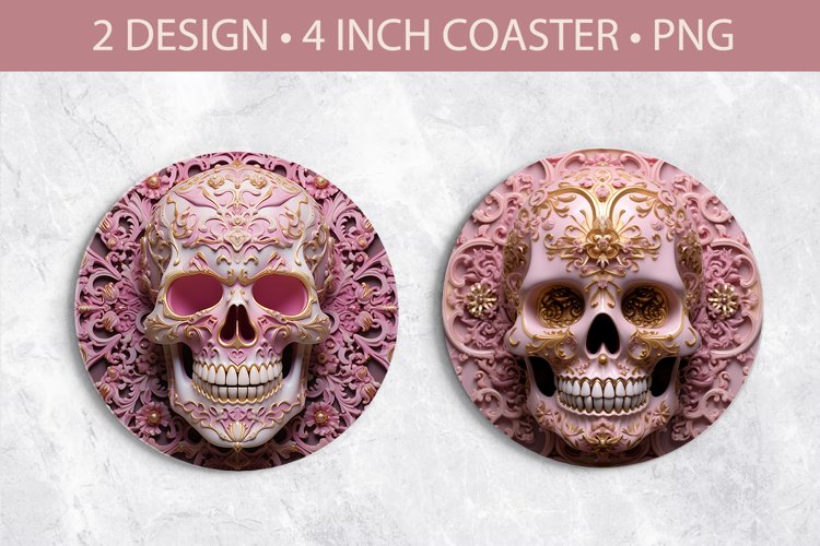 Pink skull coaster sublimation png