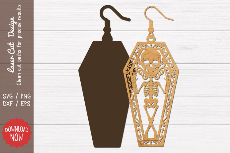 Skull Coffin Earring SVG example image 1