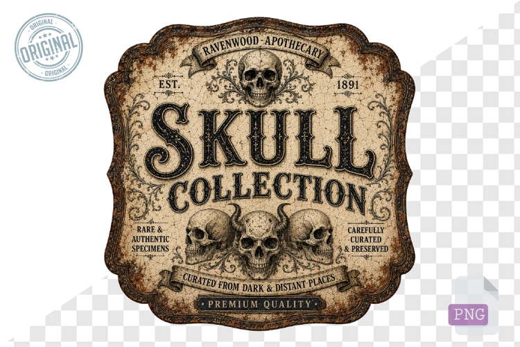 Skull Collection Gothic Apothecary Vintage PNG Design