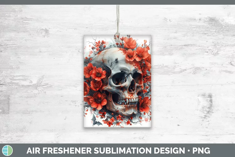 Skull Flowers 01 Azalea Air Freshener Sublimation Car Freshe