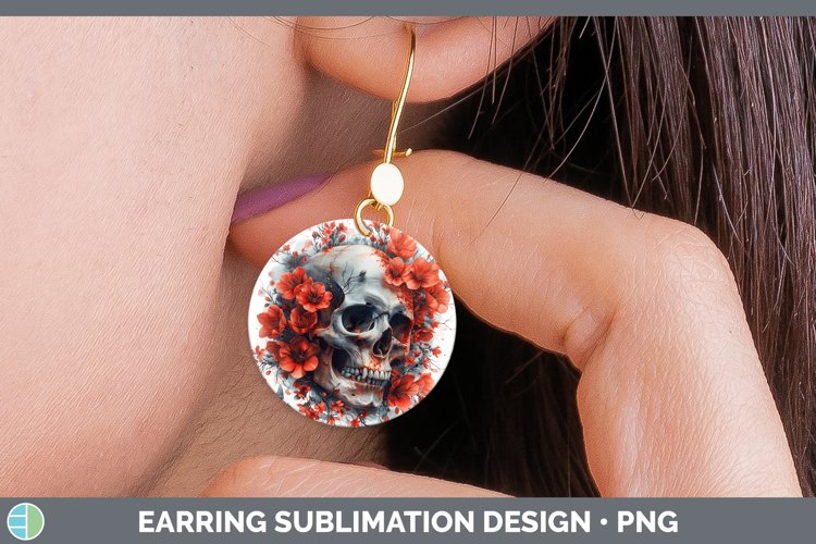 GorgeousSkull Flowers 01 Round Earrings design.
