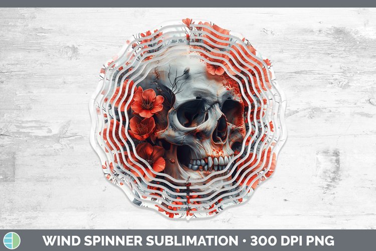 Skull Flowers 01 Azalea Wind Spinner Sublimation Spinner Des