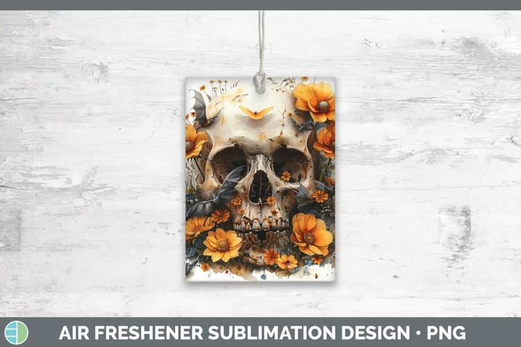 Skull Flowers 01 Buttercup Air Freshener Sublimation Car Fre