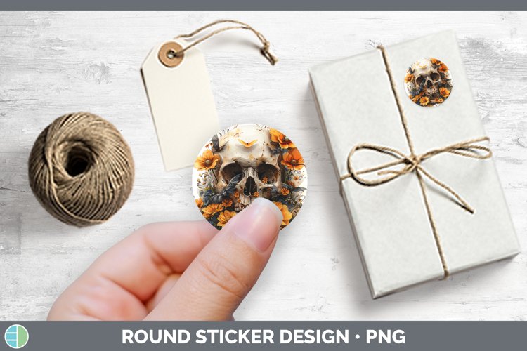 GorgeousSkull Flowers 01 Stickers design.
