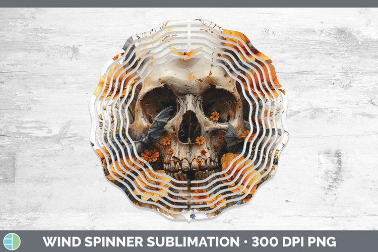 Skull Flowers 01 Buttercup Wind Spinner Sublimation Spinner