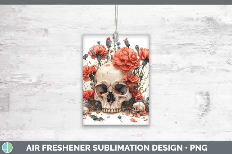 Skull Flowers 01 Carnation Air Freshener Sublimation Car Fre