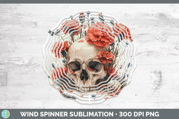 Skull Flowers 01 Carnation Wind Spinner Sublimation Spinner