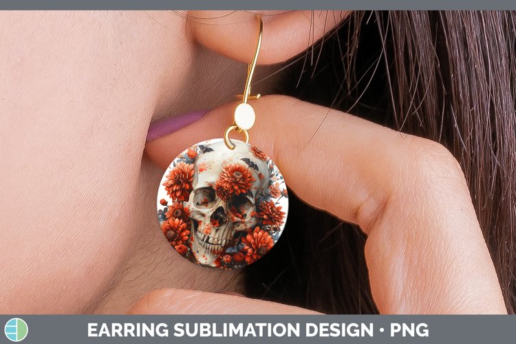 GorgeousSkull Flowers 01 Round Earrings design.
